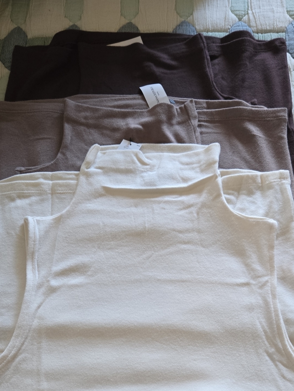 NEW Banana Republic Factory Sleeveless Mock Neck Tees (3) Brown, Tan, Ivory - S